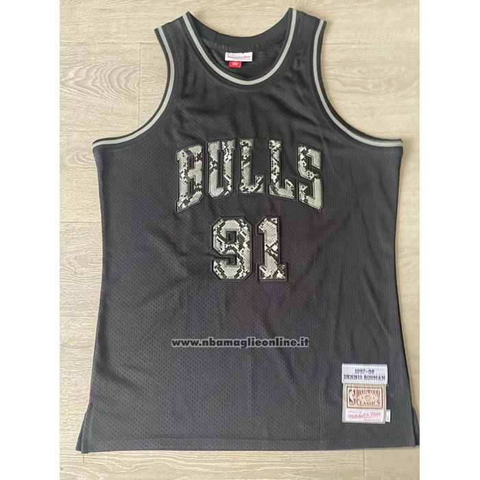 Maglia Chicago Bulls Dennis Rodman #91 Mitchell & Ness 1997-98 Nero1